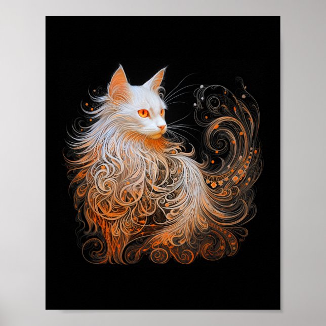 Poster Laranja Persa Gato Cabelo Longo Gatinho Penteado M (Frente)