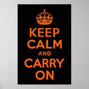 Poster Laranja Preto Fique Calmo e Continue