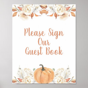 Poster Laranja Pumpkin Rustic Floral Por Favor Assine O N