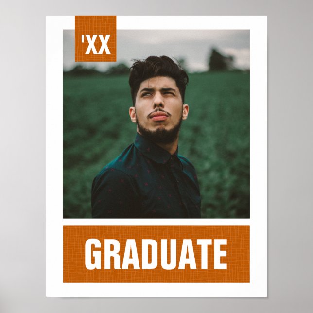 Poster Laranja Queimado Moderno Texturizado Foto Graduaçã (Frente)