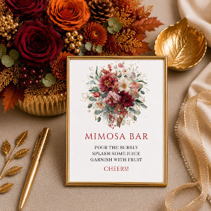 Poster Laranja queimado rústico floral boho greenery mimo