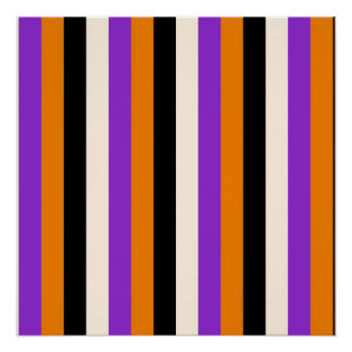 Póster Laranja Roxo Preto Listra de Halloween