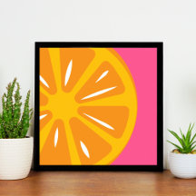 Laranja Simples, Rosa Quente, Fruta de Arte Modern