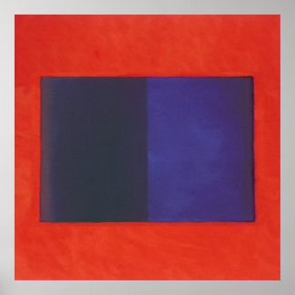 Póster laranja vermelha em azul