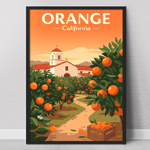 Poster Laranja Vintage Califórnia