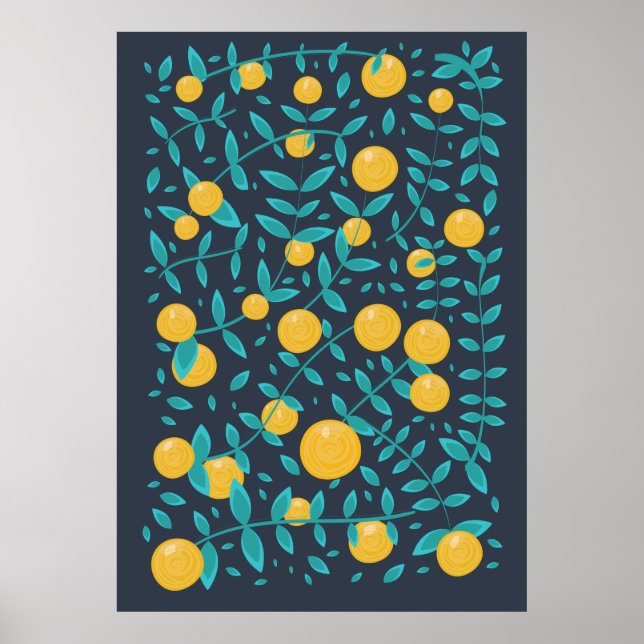 Poster Laranja Vintage Fruta (Frente)