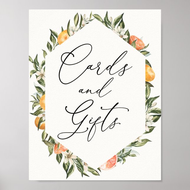 Poster Laranjas Clementinas e Cartões e presentes verdes (Frente)