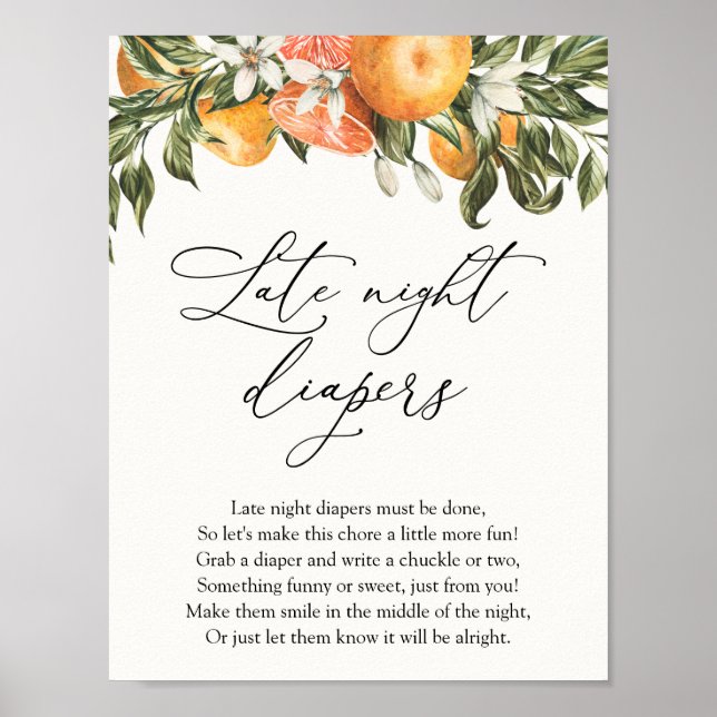 Poster Laranjas de Clementina e Fraldas Noturnas Vendidas (Frente)