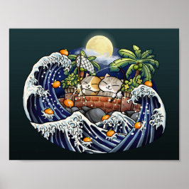 Poster Laranjas de Tosse de Gato de Ano Novo Chinesas