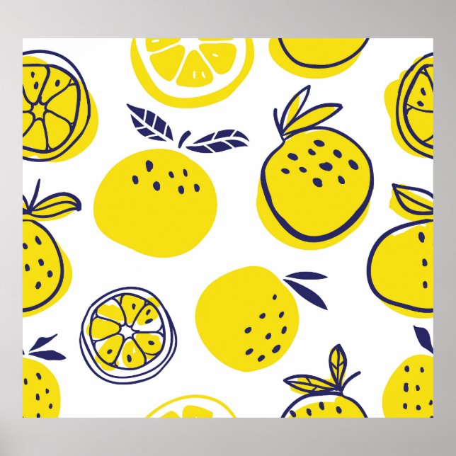 Poster Laranjas de Verão: Padrão de Fruta Na moda. (Frente)