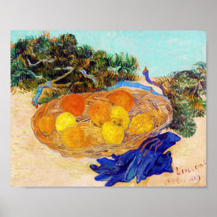 Poster Laranjas e limões com luvas azuis, Van Gogh