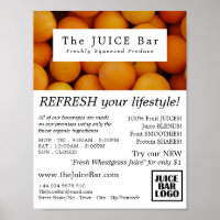 Laranjas orgânicas, publicidade a Bares de suco