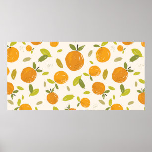 Poster Laranjas pintadas à mão design de fruta de padrão 