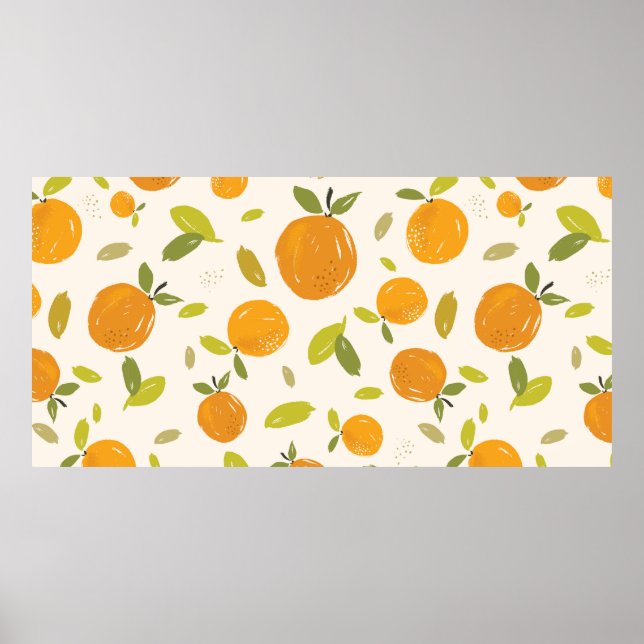 Poster Laranjas pintadas à mão design de fruta de padrão  (Frente)