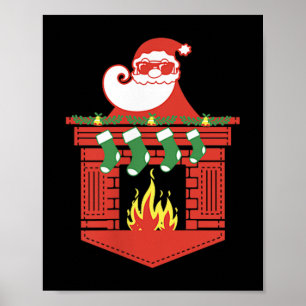 Poster Lareira do Papai Noel Cket Natal Engraçado 