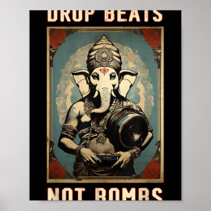 Poster Largas Não Bombas Contra Guerra Ganesha Ganapati