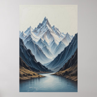 Poster Large Abstract Mountains Painting on Canvas 3d Hea