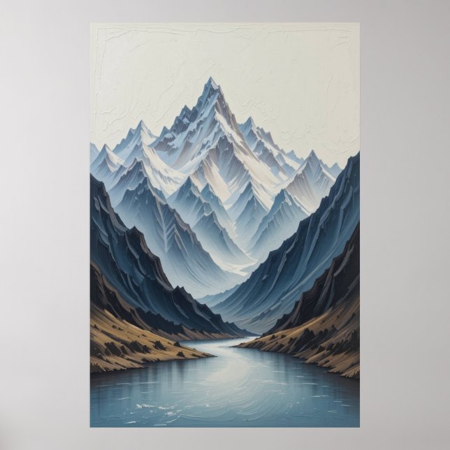 Poster Large Abstract Mountains Painting on Canvas 3d Hea (Frente)