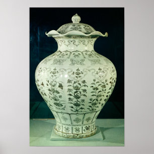 Poster Large 'Kuoan' vase decorated with blue flowers