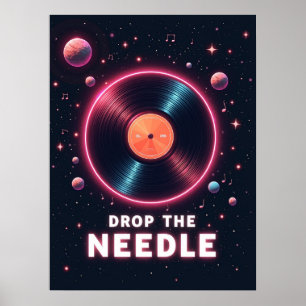 Poster Largue a Agulha – Vinil Retrô no Espaço