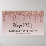 Poster Largura Dourada de Rosa de Bachelorette<br><div class="desc">Fotografia personalizada Chic e poster de boas-vindas para a sua festa de solteira com rosa dourado faux glitter mergulhando sobre um fundo rosa de ouro ombre e seu primeiro nome em um roteiro na moda.</div>