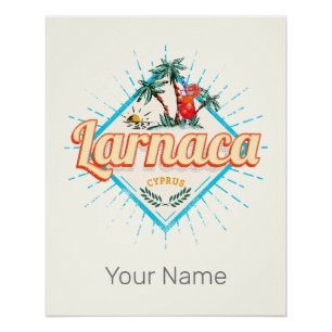 Póster Larnaca Chipre Retro Cocktail Vintage Sunset