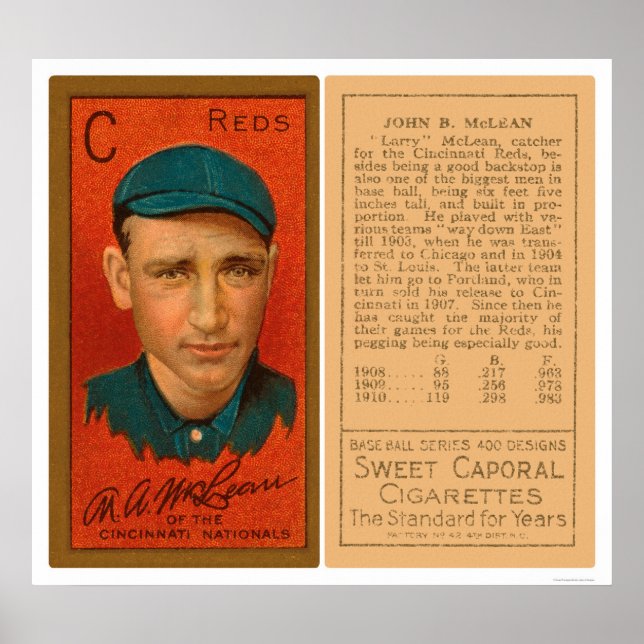 Poster Larry McLean Reds Baseball 1911 (Frente)