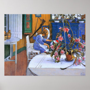 Poster Larsson - Interior com um Cactus