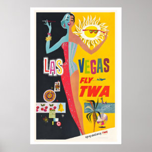 Poster Las Vegas Estados Unidos Cartaz de Viagem Antigo