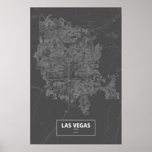 Póster Las Vegas, Nevada (branco no preto)