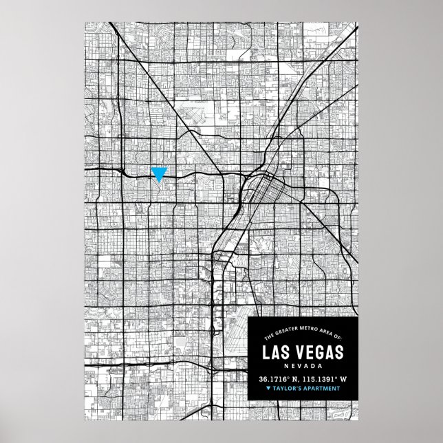 Poster Las Vegas, Nevada City Map + Mark Your Location (Frente)