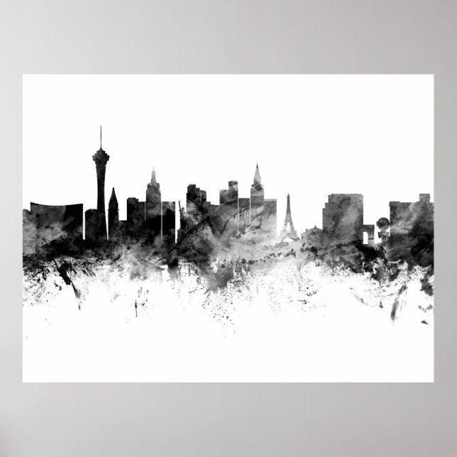 Poster Las Vegas Nevada Skyline Black White (Frente)