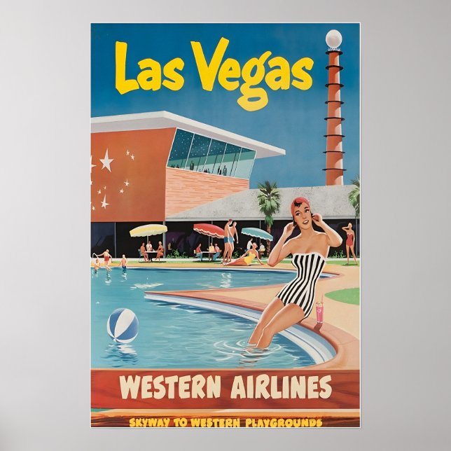 Poster Las Vegas Painting Nevada Art Print Western Travel (Frente)