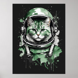 Poster Lash de Gato do Astronauta Verde