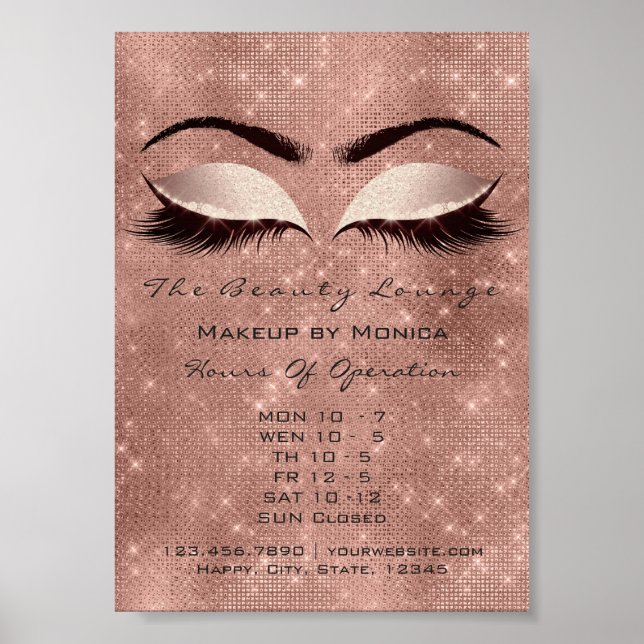 Poster Lashes Makeup Artist Glitter BeauRosa Spark (Frente)