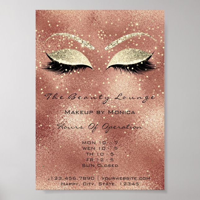 Póster Lashes Makeup Artist Glitter Beauty Salon Skin Lux (Frente)