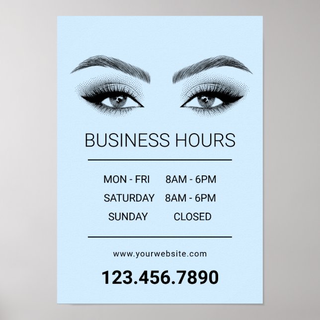 Poster Lashes Makeup Artista Salon Horas de Abertura Mint (Frente)