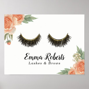 Poster Lashes Makeup Artista Vintage Floral Beauty Salon