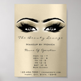 Poster Lashes Makeup Hours Abertura Olhos de Salão de Mar