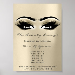 Poster Lashes Makeup Hours Abertura Olhos de Salão de Mar