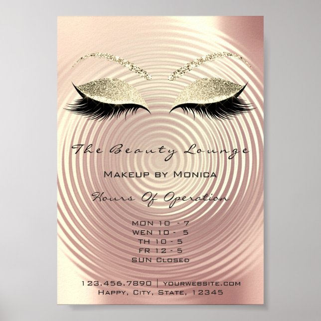 Póster Lashes Studio Makeup Artist Glitter Beaut Salon (Frente)