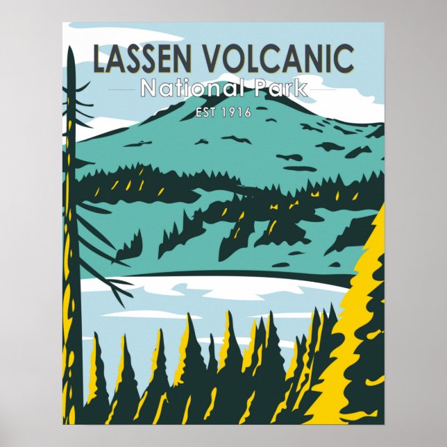Poster Lassen Volcanic Park California Vintage (Frente)