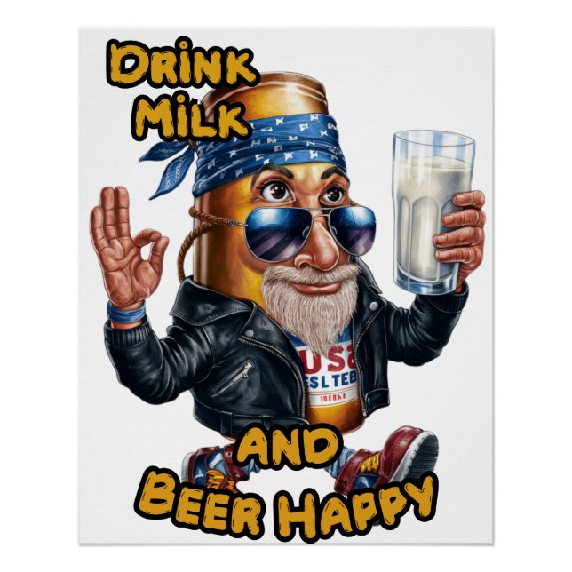 Póster Lata de Cerveja Divertida e Colorida em uma (Frente)