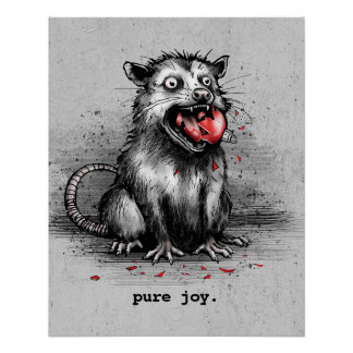 Póster Lata de Natal Trash Opossum Mastigando Ornamentaçã