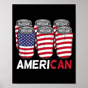 Poster Latas Americanas Quarto Engraçado 4 de Julho Patri