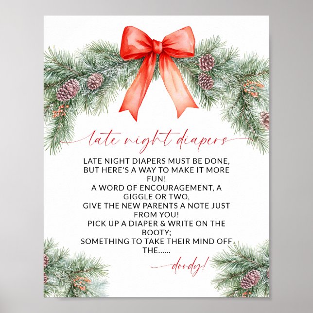 Poster Late Night Diapers Christmas Baby Shower (Frente)