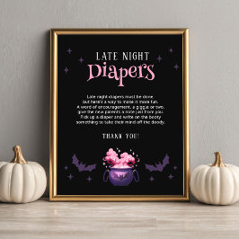 Poster Late Night Diapers Halloween Baby Shower Game