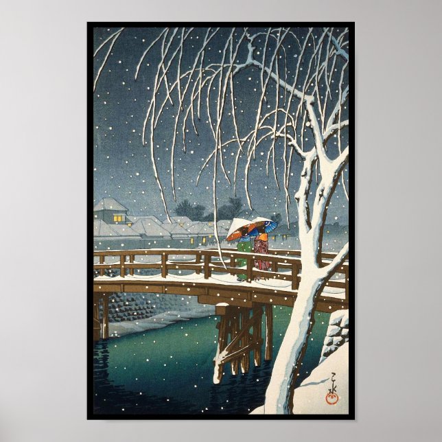 Póster Late Snow ao longo do rio Edo hui kawase arte de i (Frente)