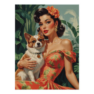 Póster Latina com Cachorro Bonito