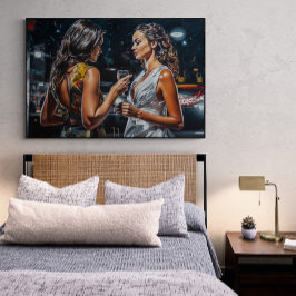 Poster Latinas falando em uma pintura de um clube noturno